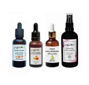 Olej opuncji figowej 30 ml w zestawie z Serum Anti-Age 30 ml, kwas hialuronowy + woda różana 100 ml